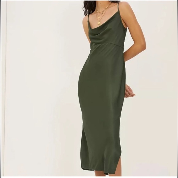 Anthropologie Dresses & Skirts - Anthropologie Elyse Olive Silk Slip Dress